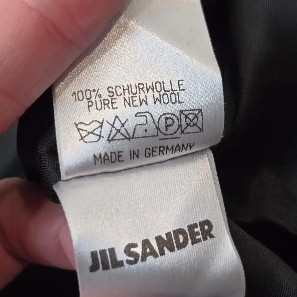 Jil Sander‎ Blazer Jacket Wool Black Zipper Front Modern Utility Career Capsule
